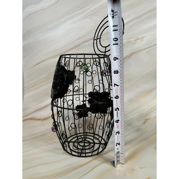 Metal Wine Cork Barrel Decorative Holder Glass Beads Sturdy 6.5 x 6.5 x 9.5 - Picture 7 of 8